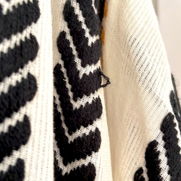 Light Airy Cream Colored Open Kimono with Black & Brown Embroidery (One Size) - Picture 6 of 7